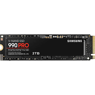 Твердотельный накопитель Твердотельные накопители/ Samsung SSD 990 PRO, 2000GB, M.2(22x80mm), NVMe 2.0, PCIe 4.0 x4, V-NAND TLC, R/W 7450/6900MB/s, IOPs 1 400 000/1 550 000, DRAM buffer 2048MB, TBW 1200, DWPD 0.33 (12 мес.) (MZ-V9P2T0BW)