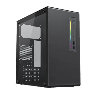 Корпус для ПК Foxline FL-728TG, Mini Tower, чёрный, под mATX, mITX, материал пластик, сталь и др.