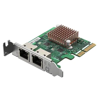 Сетевая карта QNAP QXG-2G2T-I225 2-port 2.5 GbE network expansion card, Controller I225-LM, PCIe Gen2 x2, 3 x Brackets included (QNAP QXG-2G2T-I225)