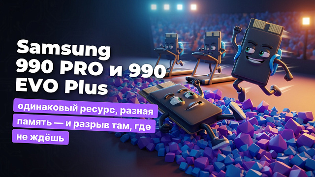 Samsung 990 PRO и 990 EVO Plus: одинаковый ресурс, разная память — и разрыв там, где не ждёшь