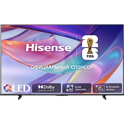 Телевизор Hisense 50'', QLED, Ultra HD, Smart TV (HomeOS U9.5), Wi‑Fi, Game Mode Plus, HSR 120 Гц, 3×HDMI, 2×USB, чёрный
