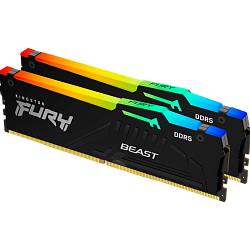 Оперативная память Kingston 32GB 5200MT/s DDR5 CL40 DIMM (Kit of 2) FURY Beast RGB XMP (Kingston KF552C40BBAK2-32)
