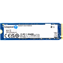 Твердотельный накопитель Kingston SSD NV3, 2000ГБ, M.2 (22×80 мм), NVMe, PCIe 4.0 x4, 3D TLC, R/W 6000/5000 МБ/с, TBW 640 ТБ (SNV3S/2000G)