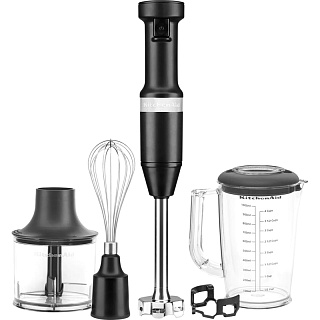 Погружной блендер KitchenAid 5KHBV83EBM, 180 Вт, измельчитель 600 мл, венчик, матовый чёрный