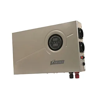 ИБП POWERMAN Smart 800 INV, silver, line-interactive, 800VA/480W, 140-275V, 2 Euro sockets, external battery 12V from 45Ah to 200Ah (not included), charging current 13A, LCD display, wall-mounted, 410mm x 268mm x 70mm, 8.98 kg (POWERMAN Smart 800 INV Silv