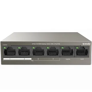 PoE-коммутатор Tenda TEF1106P-4-63W неуправляемый, 6 портов 100 Мбит/с, 4 порта PoE