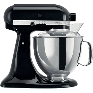 Планетарный миксер KitchenAid Artisan 5KSM175PSEOB, чаши 4,8 и 3 л, 300 Вт, чёрный