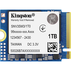 SSD Kingston NV3, 1 ТБ, M.2 (22×30 мм), NVMe, PCIe 4.0 x4, 3D TLC, R/W 6000/4000 МБ/с, TBW 320 ТБ, DWPD 0.2