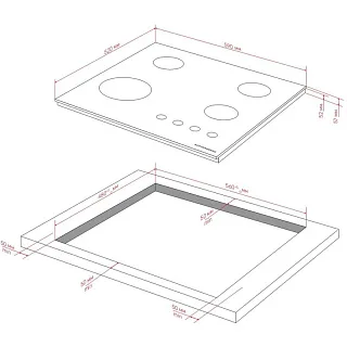 Варочная панель Kuppersberg ICI 608 Black R, индукционная, 60 см, Magnet Pad, красный дисплей, чёрная