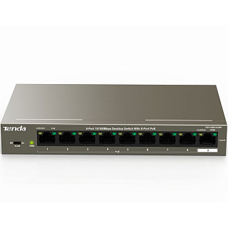 PoE-коммутатор Tenda TEF1109P-8-63W неуправляемый, 9 портов 100 Мбит/с, 8 портов PoE