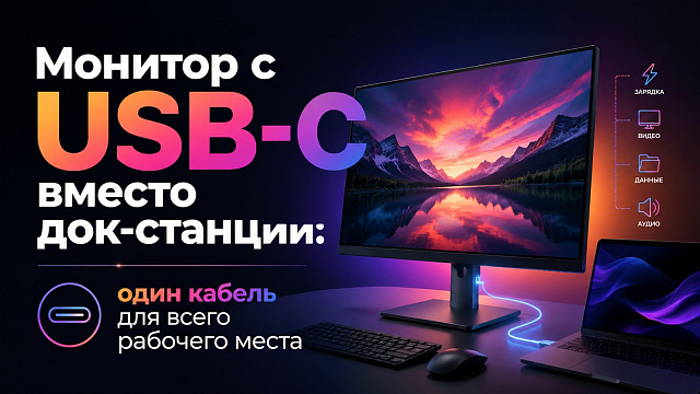 Монитор с USB-C вместо док-станции: один кабель для всего рабочего места