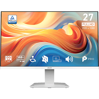 Монитор MSI PRO MP273W E14A 27'', 1920x1080, IPS, 178x178, 250nit, 144Hz, 4ms, VGA/HDMI/DP, noUSB-A, Audio in/out, 2x3W, T, ExtPWR, 100x100VESA, White, 1y