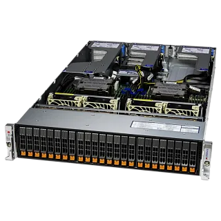 Серверная платформа Server AS-2125HS-TNR (bundle3): 2U 2x AMD EPYC 9004/9005* 24x DDR5 RDIMM 24x Hs 2.5" NVMe*/SATA/SAS* 1x 480Gb NVMe M.2 1x dual-port 1GbE RJ45 2x 1600W (SuperMicro AS-2125HS-TNR (bundle3))