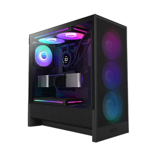 Корпус для ПК Nzxt H5 Flow RGB, Midi Tower, чёрный, под ATX, E-ATX, mATX, Mini-ITX, подсветка RGB