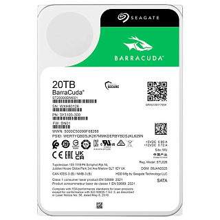 Жёсткий диск Seagate BarraCuda 20 ТБ 3,5″, 7200 об/мин, кэш 512 МБ, для ПК