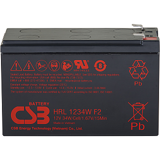 Батарея для ИБП CSB HRL1234W F2 FR, 12 В, 8.5 А·ч, клеммы F2 (под клемму 250), срок службы 8 лет