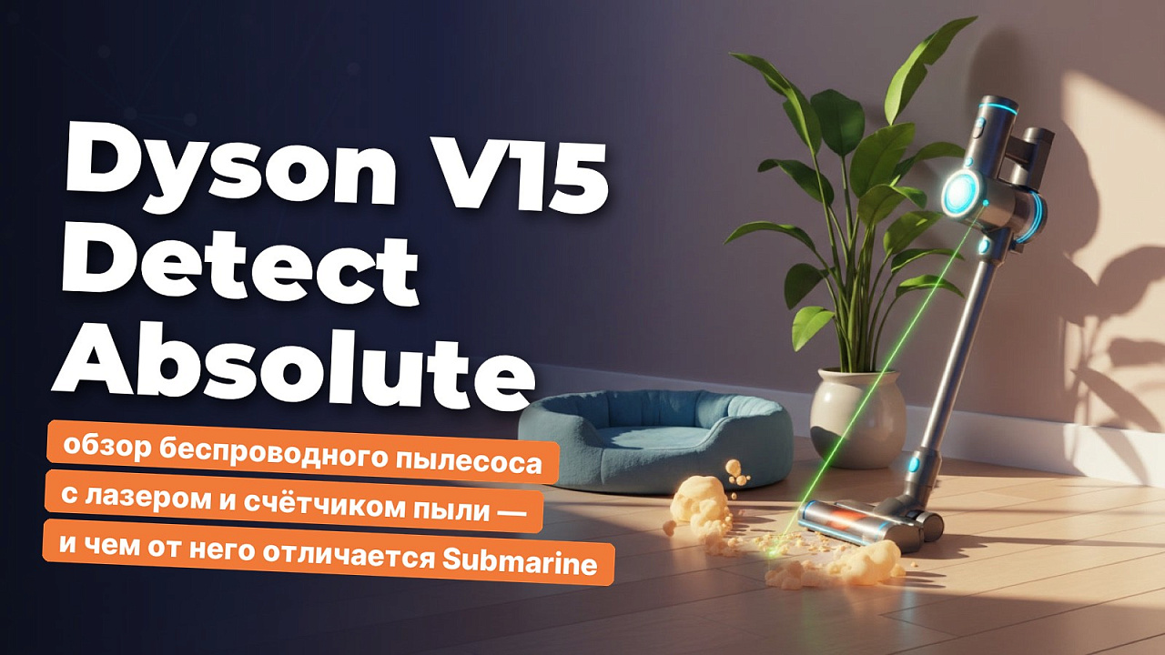 Dyson V15 Detect Absolute: обзор беспроводного пылесоса с лазером и счётчиком пыли — и чем от него отличается Submarine