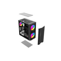 Корпус ПК SAMA S30 Black, Midi-Tower, 2×140 мм + 1×120 мм ARGB, USB 3.0, USB 3.1 Type‑C, mATX/mITX