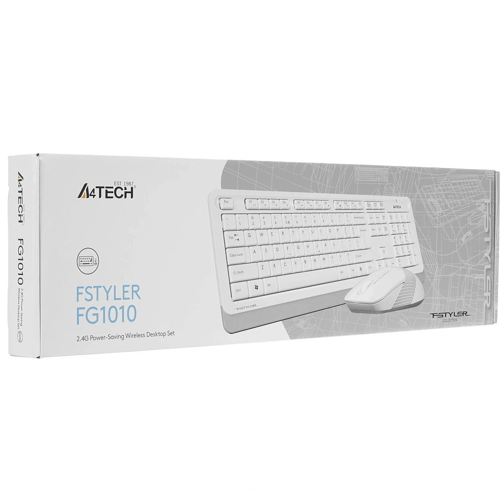 Комплект клавиатура и мышь A4Tech + Fstyler FG1010, беспроводное подключение, USB-A, белый, фото 8