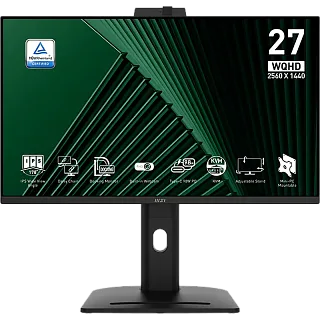Монитор MSI PRO MP275QPDG, 27 дюймов, 2560x1440, 100 Гц, IPS, чёрный, формат 16:9