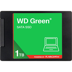 Твердотельный накопитель WD SSD Green, 1 ТБ, 2.5" 7 мм, SATA3, QLC, чтение 545 МБ/с, запись 385 МБ/с, WDS100T5G0A