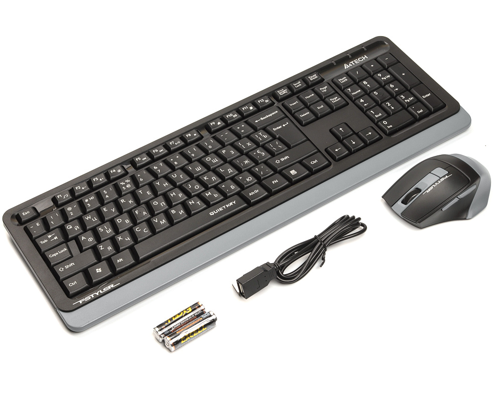 Комплект клавиатура и мышь A4Tech + Fstyler FGS1035Q, беспроводное подключение, чёрный, фото 2