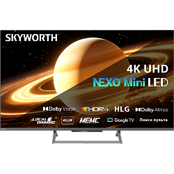 65", Ultra HD, IPS, Mini-LED, Full Array Local Dimming, 88 зон локального затемнения, Matte Screen, 350Nit, 1400:1, Google TV, DVB-T2/C/S2, 2.0 ch Sound 15W*2 Dolby Atmos, 120Hz HSR, 3 HDMI, 2 USB, Digital Audio Output, LAN, Composite output, CI, Выход д