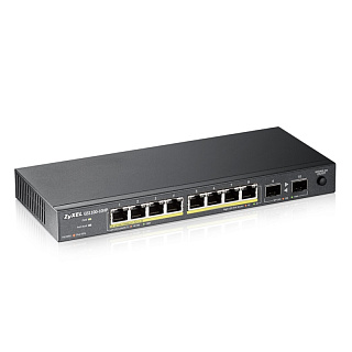 Коммутатор ZYXEL GS1100-10HP неуправляемый, 8 портов PoE+ 1 Гбит/с, 2 SFP, 130 Вт