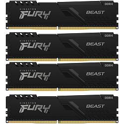 Оперативная память Kingston 64 ГБ DDR4 3200 MT/s CL16 DIMM, Kit of 4, FURY Beast Black, KF432C16BB1K4/64