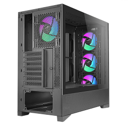 Корпус ПК SAMA V42 Black, Midi-Tower, 4×120 мм ARGB, 2×USB 3.0, 1×USB 3.2 Type‑C, поддержка ATX/mATX/mITX