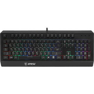 Клавиатура MSI VIGOR GK20 RU, проводное подключение, USB-A, мембранные, чёрный, подсветка