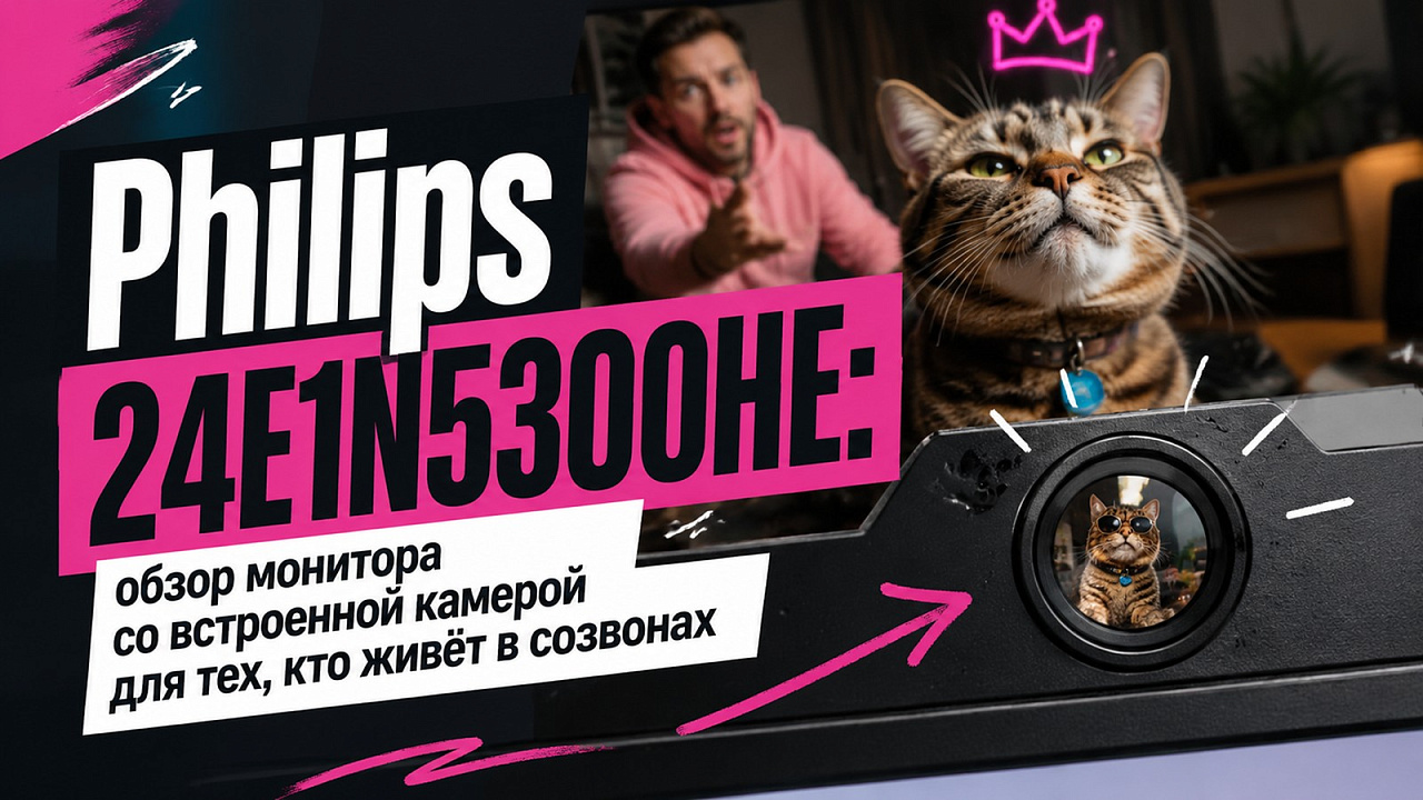 Philips 24E1N5300HE: обзор монитора со встроенной камерой для тех, кто живёт в созвонах