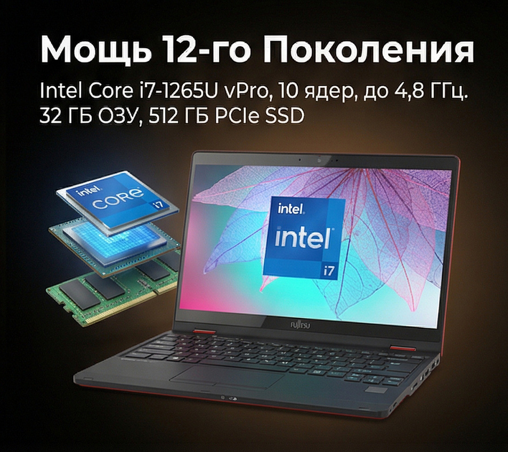 Ноутбук-трансформер Fujitsu LIFEBOOK U9312X 4G-LTE RED, Intel Core i7-1265U, 13.3" Full HD IPS, Touch & Wacom Active ES pen, 32GB LPDDR4X-4266, SSD512GB PCIe GEN4, Intel Iris Xe Graphics, WINDOWS 11 PRO, КЛАВИАТУРА RU/US, гарантия 1 год, сделано в Японии, фото 4