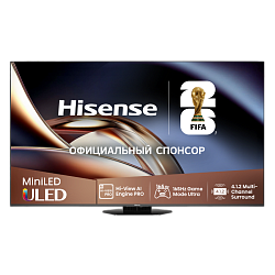 Телевизор Hisense 55'', Mini LED, Ultra HD, Smart TV (ОС VIDAA U9), Wi‑Fi 6E, Dolby Vision, Dolby Atmos