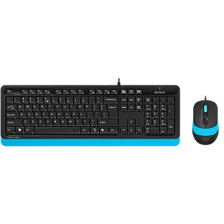 Комплект клавиатура и мышь A4Tech + Fstyler F1010, проводное подключение, USB-A, чёрный, раскладка RU/US