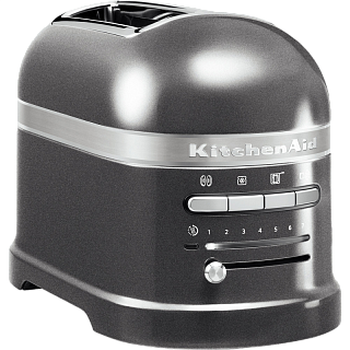 Тостер KitchenAid Artisan 5KMT2204EMS на 2 тоста, 1250 Вт, 7 степеней поджарки, серебряный медальон