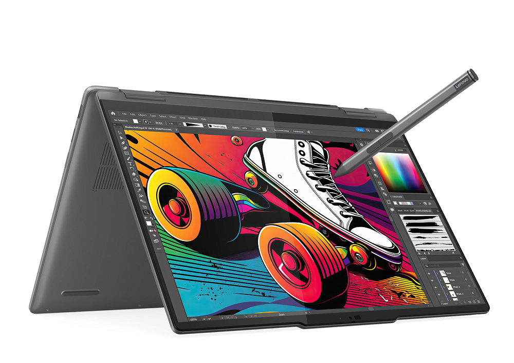 Ноутбук-трансформер Lenovo Yoga 7 2-in-1 14IML9 83DJ00AJRK, Storm Grey, 14" WUXGA OLED 60Hz Touch + Lenovo Digital Pen, Intel Core Ultra 5 125H, Intel Arc Graphics, 16 GB LPDDR5x-7467, SSD 512 GB G4, WINDOWS 11 HOME, КЛАВИАТУРА RU/US, гарантия 1 год, фото 2