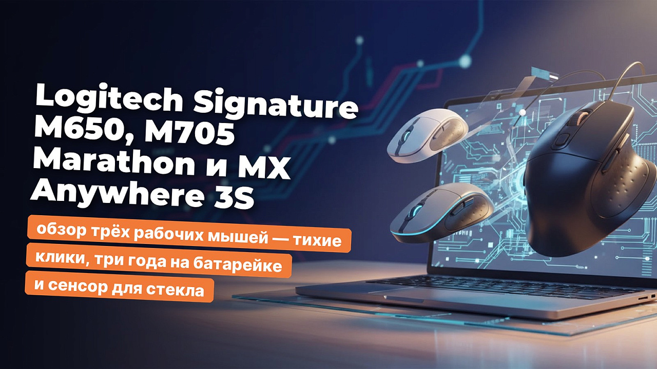 Logitech Signature M650, M705 Marathon и MX Anywhere 3S: обзор трёх рабочих мышей — тихие клики, три года на батарейке и сенсор для стекла