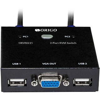 KVM-переключатель Origo OKVM221/A1A на 2 компьютера, VGA и USB