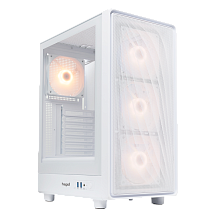 Корпус для ПК Hspd M510, Midi Tower, белый, под ATX, mATX, Mini-ITX, материал закалённое стекло, сталь