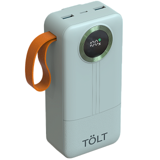 Портативный аккумулятор TOLT Lit KP328 Green, 30000mAh, 22,5W, fast charging and PD, green, CCC/ Powerbank TOLT Lit KP328 Green, 30000mAh, 22,5W, fast charging and PD, green, CCC