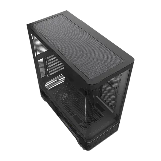 Корпус для ПК Hspd F560, Midi Tower, чёрный, под ATX, mATX, mITX, материал закалённое стекло, сталь