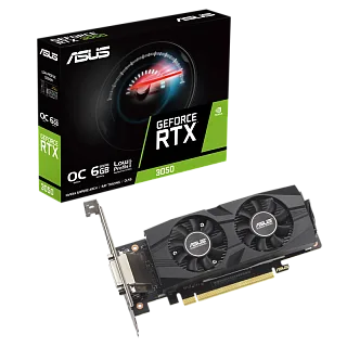 Видеокарта ASUS RTX3050-O6G-LP-BRK, NVIDIA GeForce RTX 3050, 6 ГБ видеопамяти, GDDR6, PCI Express 4.0