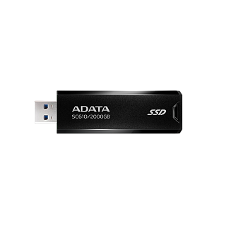 Внешний накопитель ADATA SC610, SSD 2 ТБ, USB 3.2 Gen 2 Type-A, чтение 550 МБ/с, запись 500 МБ/с