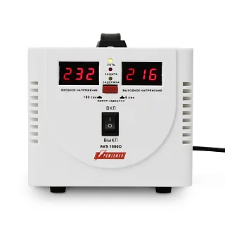 Стабилизатор напряжения Powerman AVS 1000D ступенчатый, 1000 ВА / 700 Вт, 2 розетки, напольный