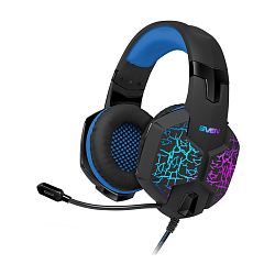 Игровые стереонаушники с микрофоном SVEN AP-U980MV, USB, LED, 7.1, сине‑чёрные