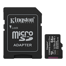 Карта памяти Kingston Canvas Select Plus SDCS3 microSDXC, 64 ГБ, A1, V10, до 100 МБ/с, адаптер SD