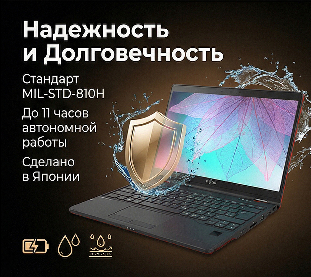 Ноутбук-трансформер Fujitsu LIFEBOOK U9312X 4G-LTE RED, Intel Core i7-1265U, 13.3" Full HD IPS, Touch & Wacom Active ES pen, 32GB LPDDR4X-4266, SSD 2TB PCIe GEN4, Intel Iris Xe Graphics, WINDOWS 11 PRO, КЛАВИАТУРА RU/US, гарантия 1 год, сделано в Японии, фото 6