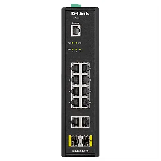 Коммутатор D-Link DIS-200G-12S промышленный управляемый, 10 портов 1 Гбит/с, 2 SFP, DIN-рейка