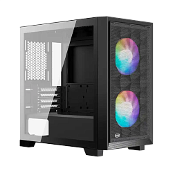 Корпус PCCooler C3D310 BK ARGB, Mini-Tower, mATX/mITX, 2×120 мм ARGB, 2×USB‑A 3.0, чёрный